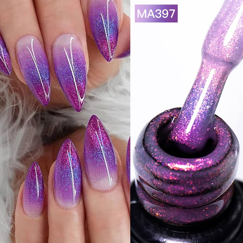MEET ACROSS 7ml Jelly Nude Shimmer Rubber Base Gel Glitter Pink Purple UV/LED Nail Art Vernis Gel Polish for Manicure Nails DIY