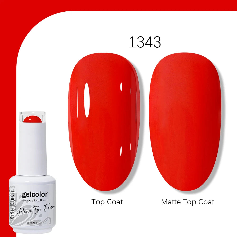 Arte Clavo Solid Color Gel Nail Polish 15ml Soak Off UV LED Gel Semi-Permanent Glitter Polish For Manicure Nail Art Salon Gel