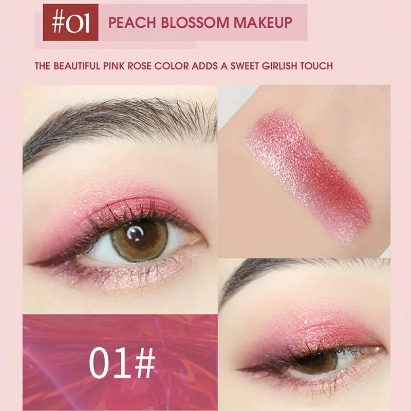 2-in-1 Highlight Glitters Eyeshadow Stick Double-ended 2-color Glitters Pearlescent Earth Brown Tone Not Smudged Eye Makeup