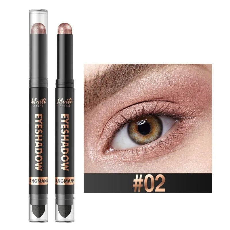 16 Colors Double Head Eyeshadow Stick Pearlescent Shimmer Brown High Waterproof Cream Eyes Shadow Pencil Long-Lasting Eye Makeup