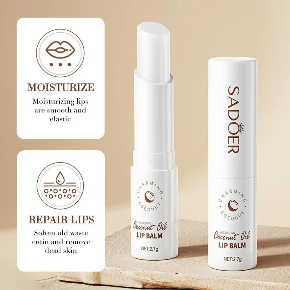  SADOER 5PCS Nourishing Hydrating And Moisturizing Preventing Cracking Daily Care Lip Balm Coconut Lip Balm Care Cosmetics