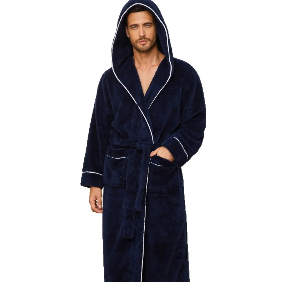 Autumn and Winter Comfortable Cotton Flannel Luxury Open Weave Couples' Sleepwear Men's Warm Bathrobe Sleepwear Nightwear