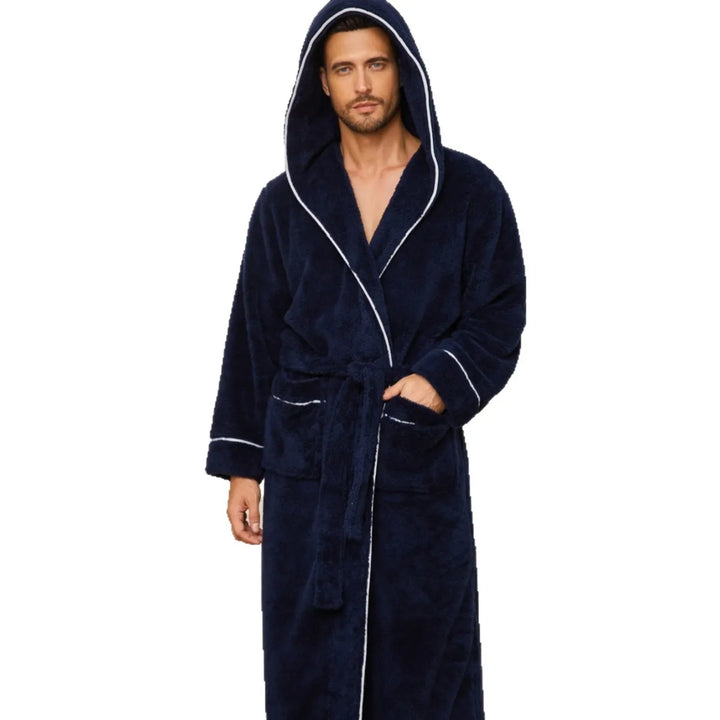 Autumn and Winter Comfortable Cotton Flannel Luxury Open Weave Couples' Sleepwear Men's Warm Bathrobe Sleepwear Nightwear