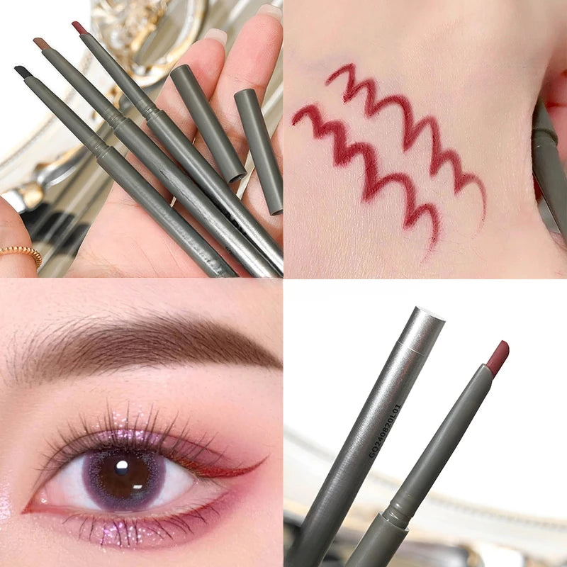 1Pc Matte Wine Red Silky Long-lasting Eye Liner Gel Pencil Lasting Smooth Easy To Color Waterproof Flat Head Eyeliner Eye Makeup
