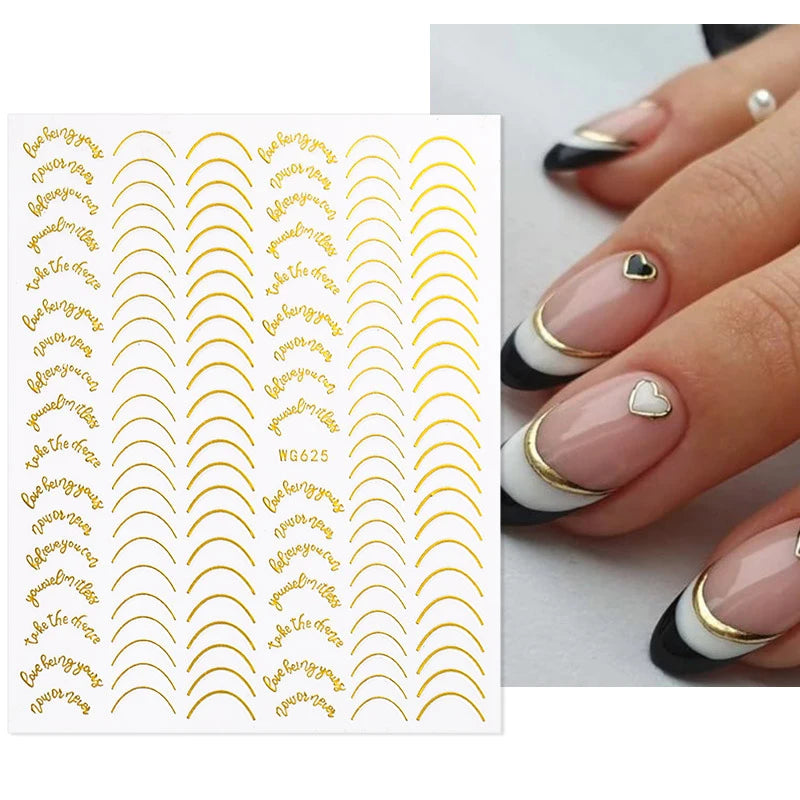 Nail Art Stickers Water Decals Eyes Stripe Nail Art Decorations for Manicure Accessories Press on Nails Foil Stickers and Decals