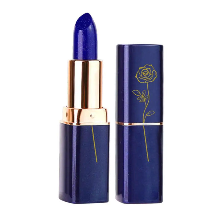 1/2PCS Magic Discoloration Blue-Rose Lipstick, Shimmer Color Changing Blue Lipstick Long-Lasting Moisturizing Lip Balm For Women