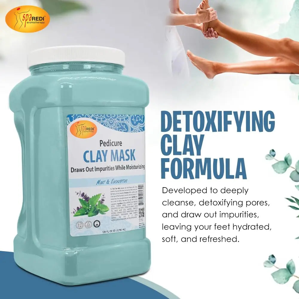 Clay Mask with Mint and Eucalyptus, 128 Oz - Deep Cleansing for Feet and Body, Pore Purifying, Detoxifying, Hydrating