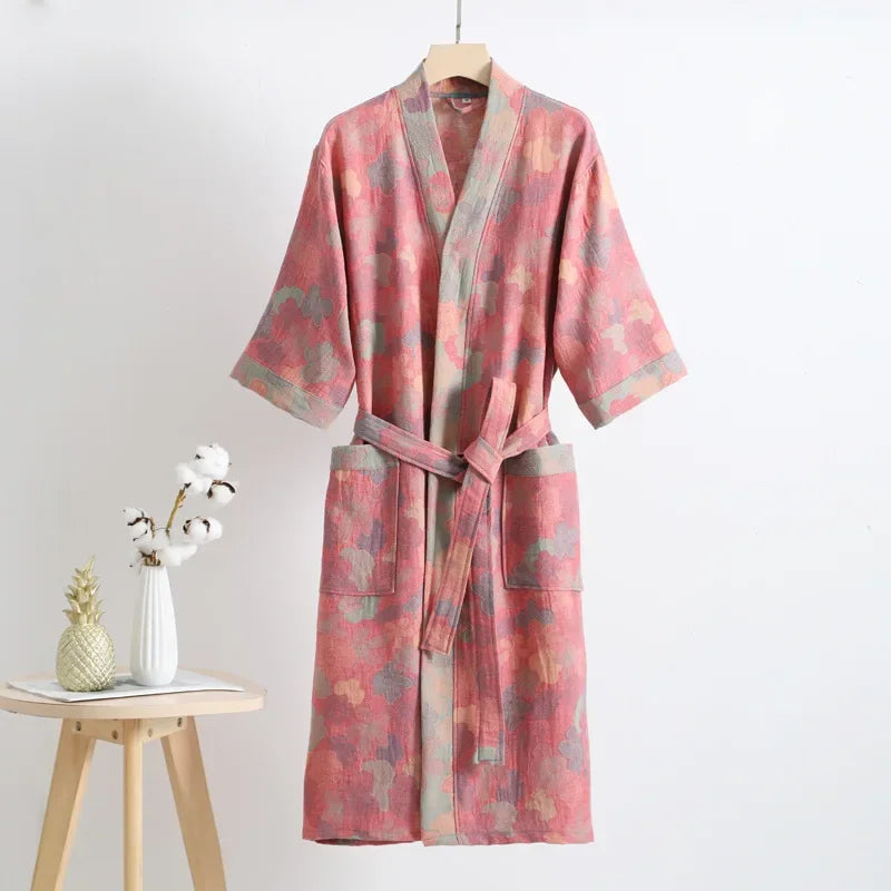 Cotton Printed Women's Bathrobe for Spring and Autumn Pajamas Home Clothing Multi Colors Quick Drying Bathrobes Female