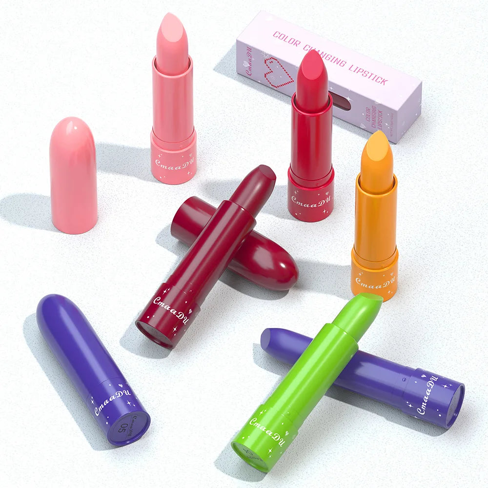 6-Color Fruity Scent Color-Changing Lipstick, Moisturizing and Hydrating, Long-Lasting Lip Balm with Smooth and Soft Texture