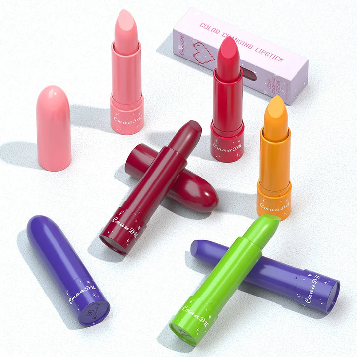 6-Color Fruity Scent Color-Changing Lipstick, Moisturizing and Hydrating, Long-Lasting Lip Balm with Smooth and Soft Texture