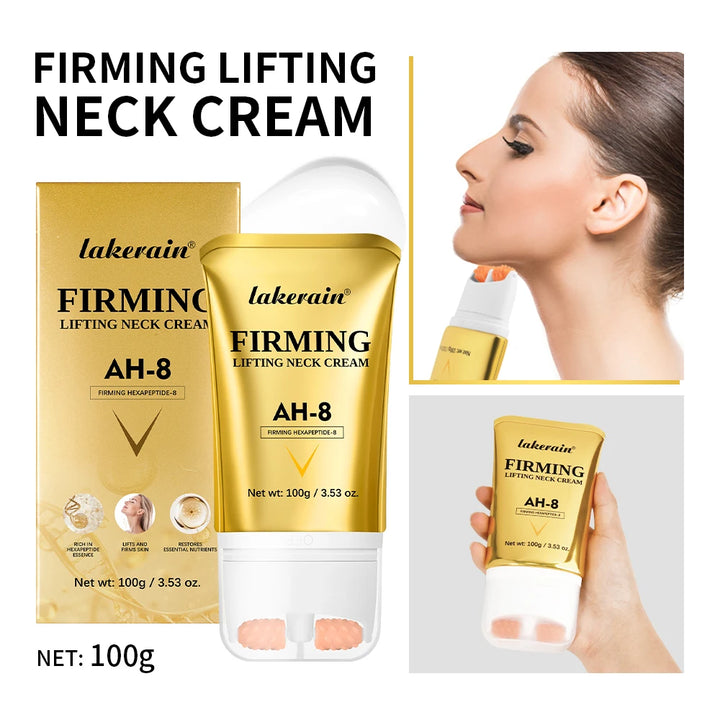 Lakerain Anti-wrinkle AH-8 Firming Neck Cream With Roller Neck Lifting Care Massage Neck Cream Moisturizing Beauty Neck Cream