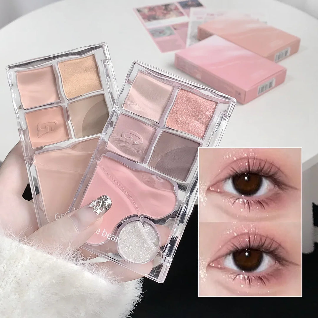Six-Color Eyeshadow Light Shadow Integrated Eyeshadow Palette, Matte Pearlescent Pink, Long-Lasting Makeup, Pure Desire