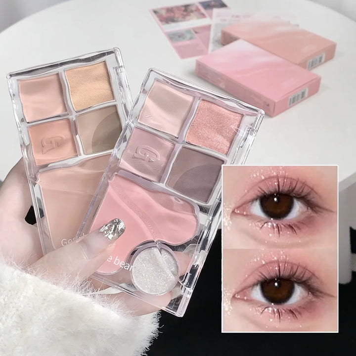 Six-Color Eyeshadow Light Shadow Integrated Eyeshadow Palette, Matte Pearlescent Pink, Long-Lasting Makeup, Pure Desire