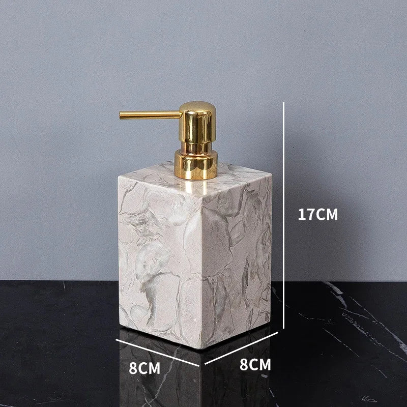 Bathroom Accessories Sets Elegant Natural Marble Liquid Soap Dispenser Toothbrush Holder Cup Soap Dish Cotton Swab Can
