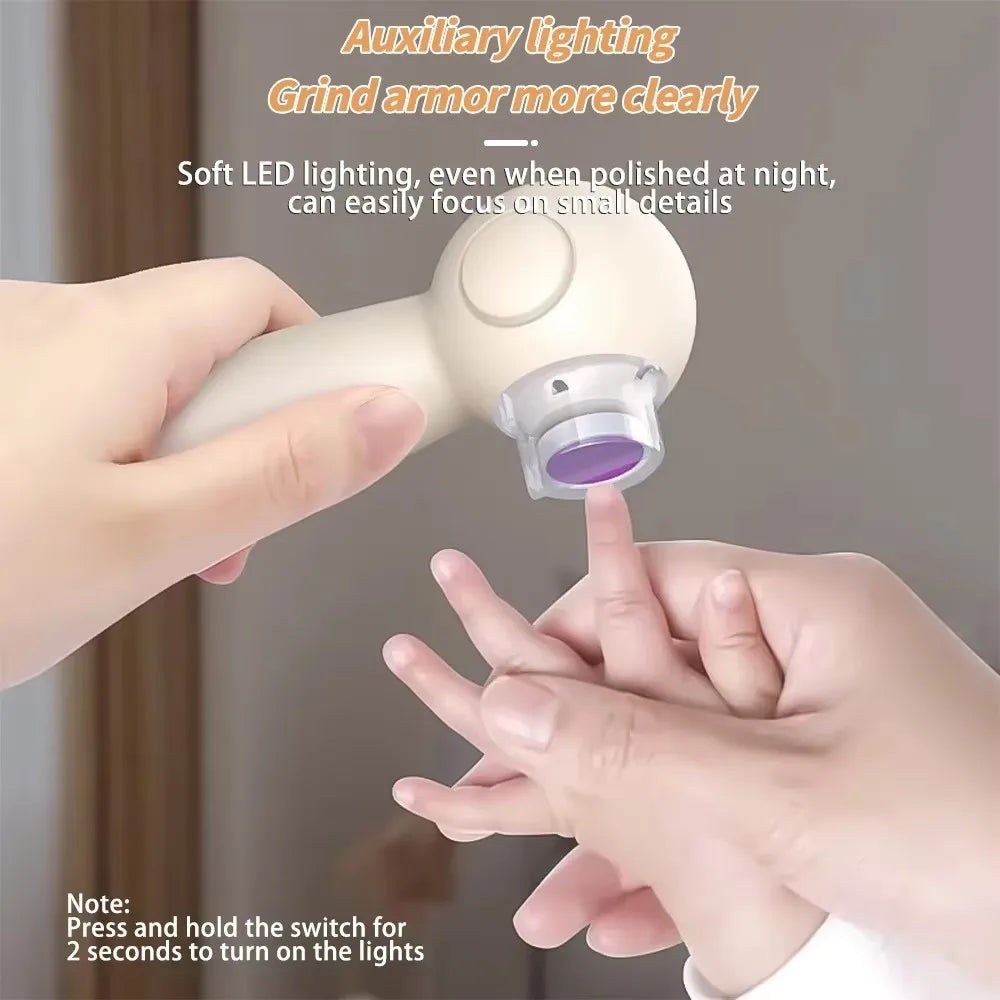 Children's Nail Grinder Set with LED Night Vision Electric Nail Care Kit for Toddlers Mom and Baby's Handy Assistant