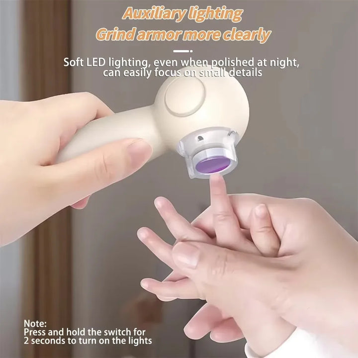 Children's Nail Grinder Set with LED Night Vision Electric Nail Care Kit for Toddlers Mom and Baby's Handy Assistant