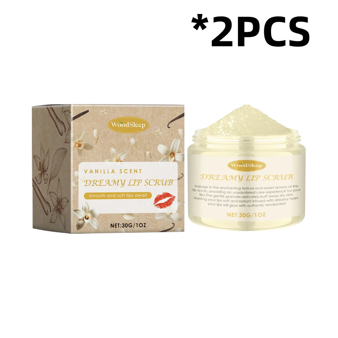 WOODSLEEP Vanilla Lip Care Cream Relieve Dryness Sooth Exfoliate Improve Roughness Repair Cleft Lip Brighten Skin Tone Lip Scrub