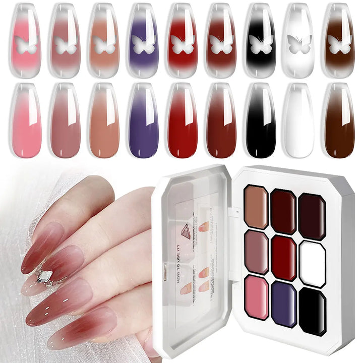 LIMEGIRL 9 Color Gradient Painting Gel Nail Art Gradient Color DIY Design Gel Quick Flower Paint Engraving Gel Nail Polish