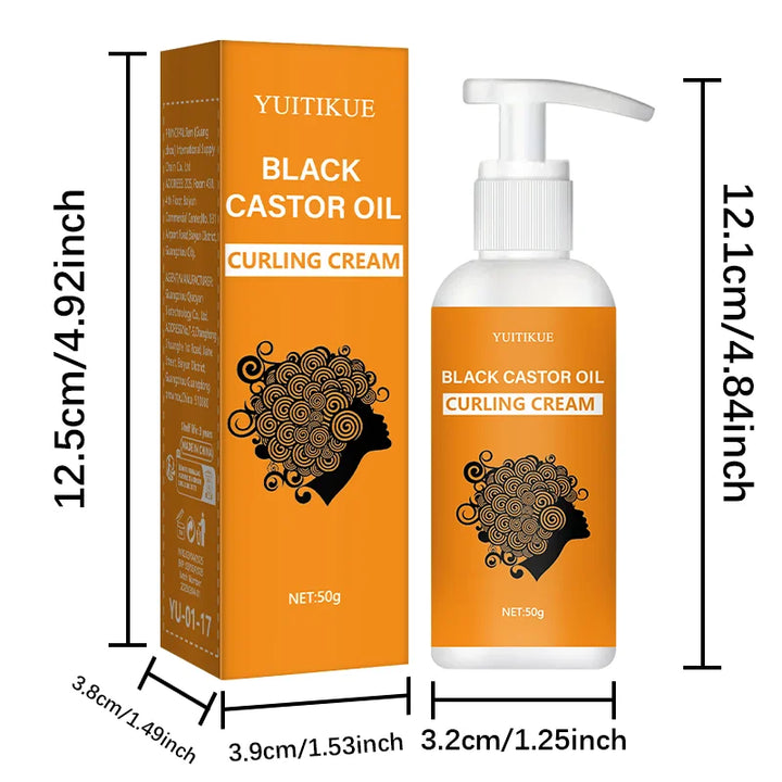 Black castor oil curling cream makes hair naturally fluffy and long-lasting, suitable for wavy and curly hair, protecting hair