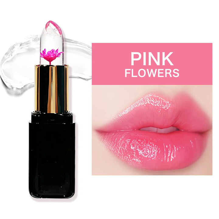HISYI Crystal Color Changing Petal Lipstick, Jelly Lip Balm, Moisturizing Long Lasting Non-Stick Cup Glossy Lip Makeup for Women