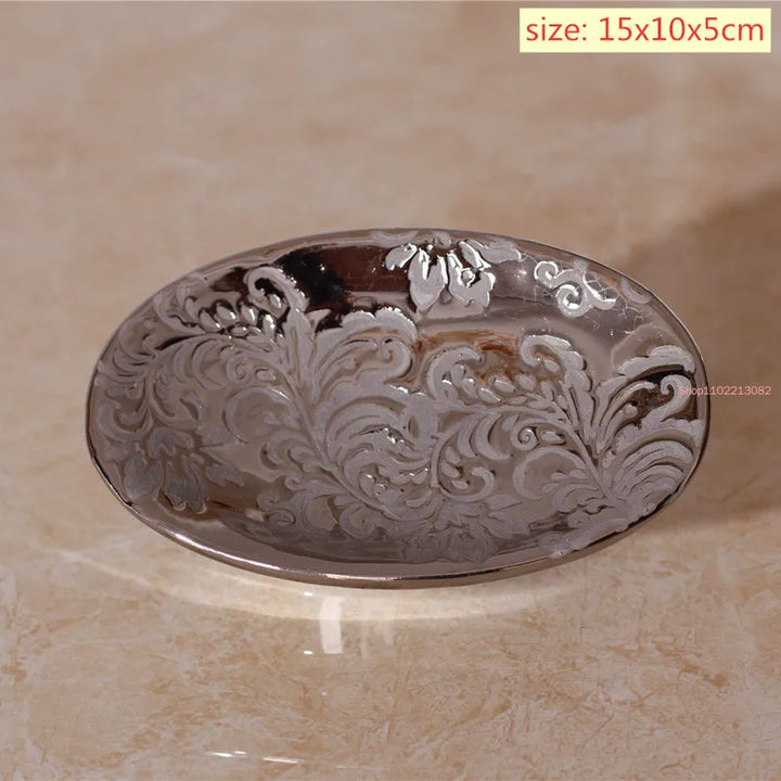 Silver Ceramics Five Piece Set Gifts Soap Bottle Gargle Cup Soap Dish Toothbrush Holder Washing Tools Bathroom Toiletry Set