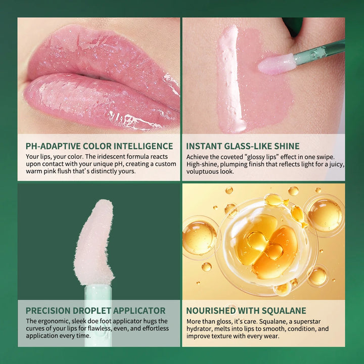 PH Adaptive Color Lip Oil Instant Glass Shine Plumping Finish Iridescent Shine Lip Oil Long-lasting Hydration Smooth Lip Care