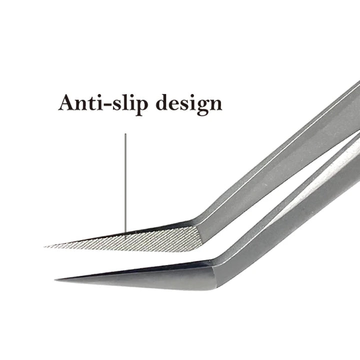 DIYDAY Anti-slip Eyelash Tweezers Stainless Steel Eyebrow Precision Tweezers Fiber Tip Volume Isolation Lashes Extension Tweezer