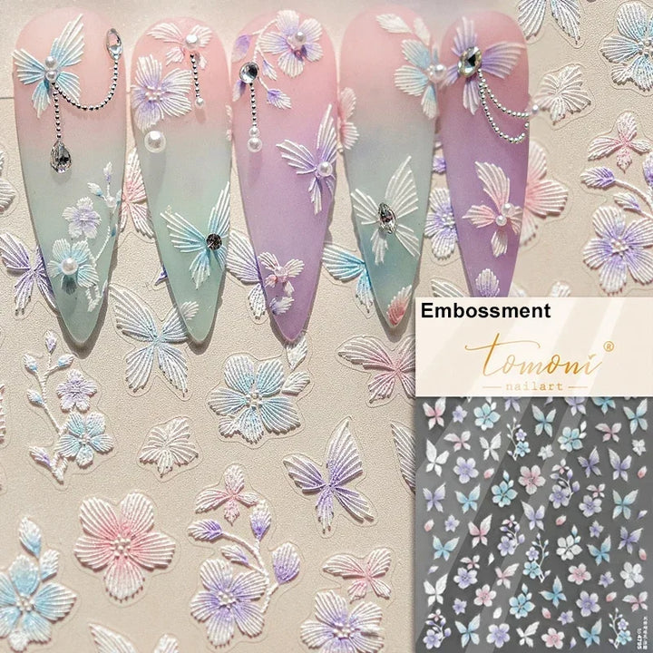 Hipster Pure White Flowers Rose Spring Lily Peony Camellia Daisy Jelly Cherry Blossom Magnolia Nail Art Stickers Manicure Decals