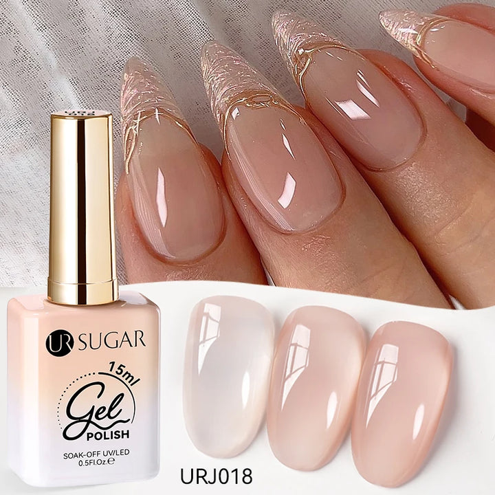 UR SUGAR 15ml Jelly Milky White Translucent Color Gel Polish Semi Permanent UV Gel Nail Art Soak Off Gel Varnish Latest Fashion