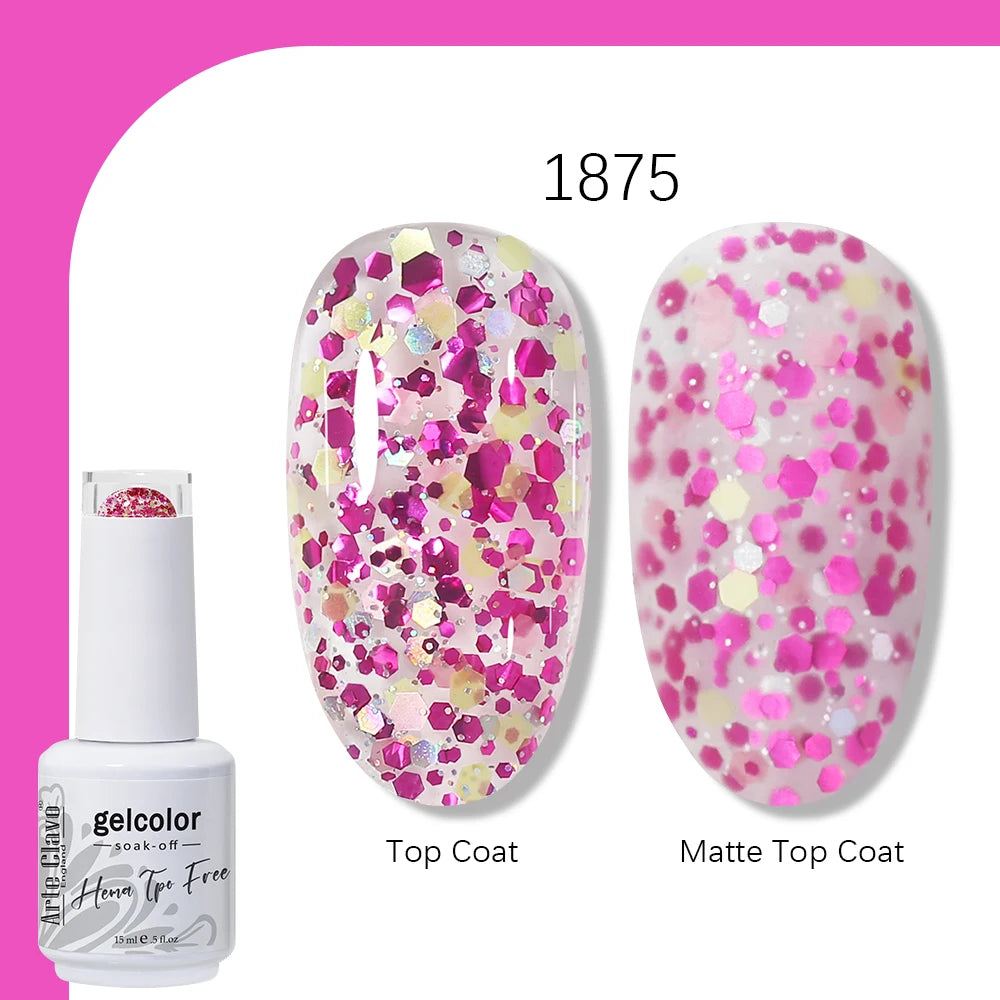 Arte Clavo Solid Color Gel Nail Polish 15ml Soak Off UV LED Gel Semi-Permanent Glitter Polish For Manicure Nail Art Salon Gel