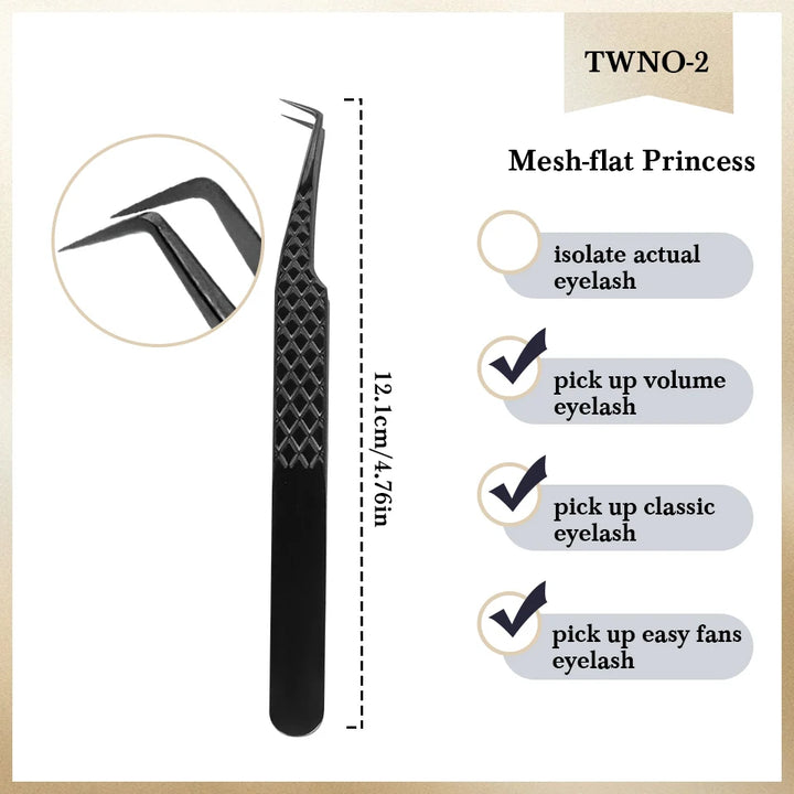 Eyelash Extension Tweezers Stainless Steel Volume Eyelash 3D accurate Clip Fiber Tip High Precision Makeup Tool Curved Tweezers