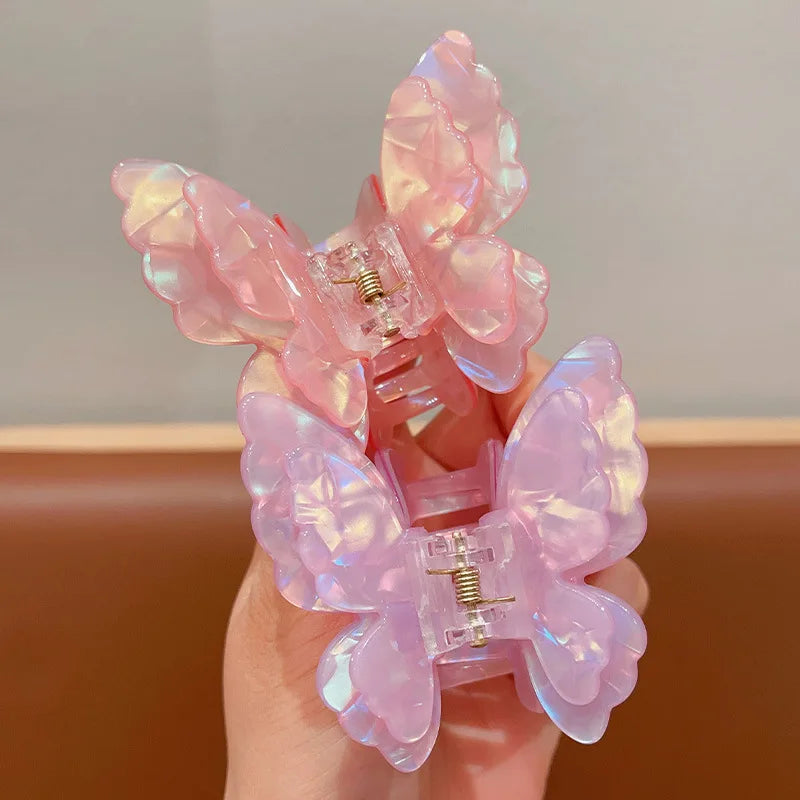 New Fairy Acetate Butterfly Claw Clip Female Elegant Colorful Bow Crab Shark Hair Clips Hairpins For Women Girl Hair Accessories