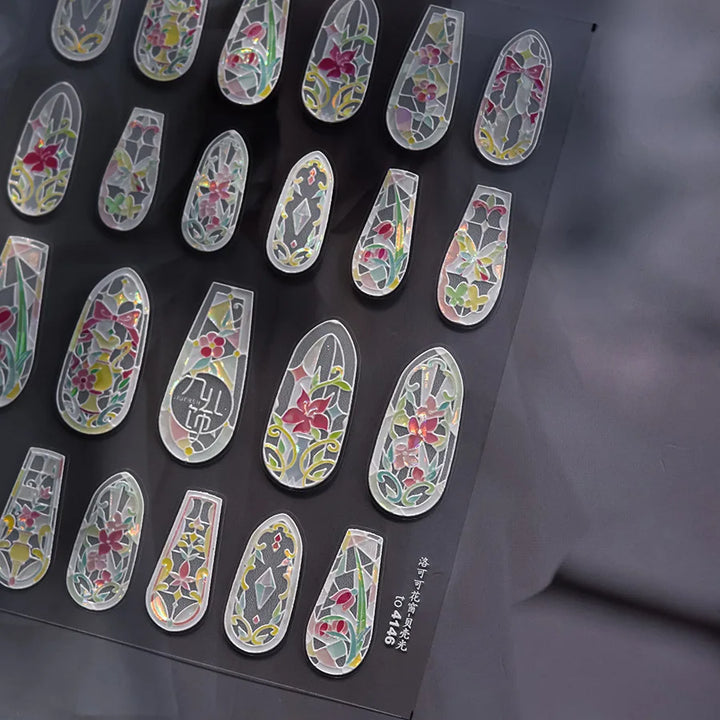 1PCS Crystal Diamond Nail Sticker Mix Pink Swan Flower Frame Butterfly Self Adhesive Nail Art Stickers DIY Cute Decoration Parts