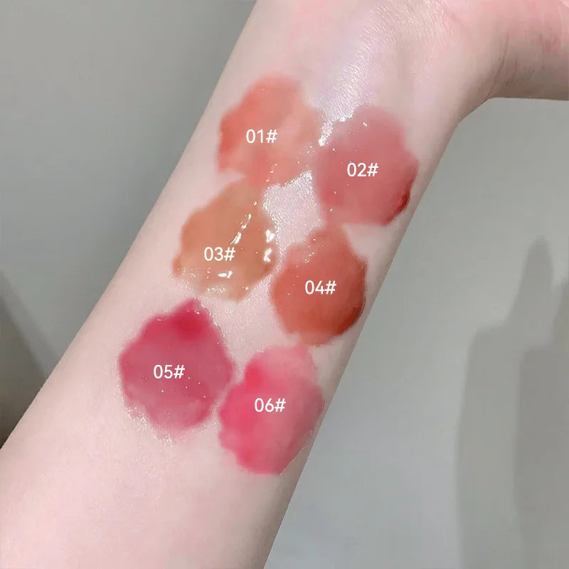 Kakashow Mirror Watery Lip Gloss Iron Brush Head Jelly Lipgloss Moisturizing Lip Tint Lipstick Nature Nude Lips Makeup Cosmetics