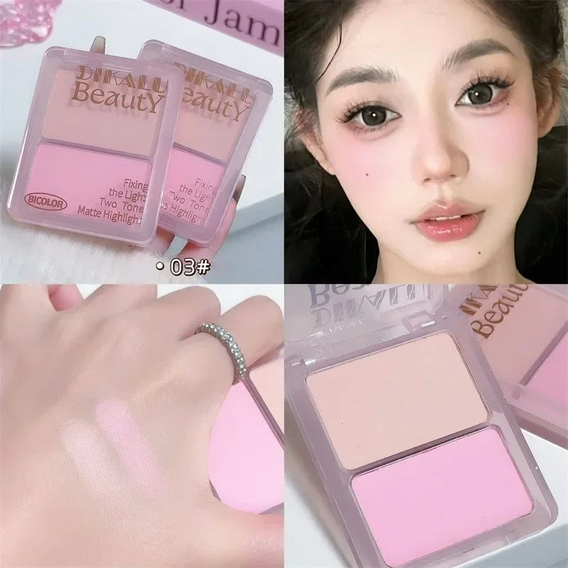Two-tone Highlight Shading Powder Contour Palette Natural Matte Brighten Skin Blusher Bronzers Shaping Face Nose Shadow Makeup