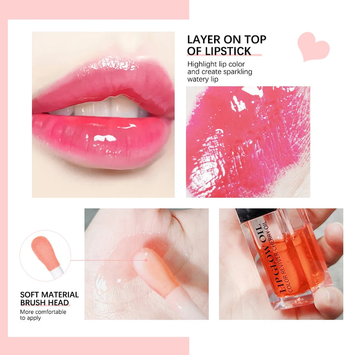 Lip Oil Plumping Lip Gloss Crystal Jelly Moisturizing Makeup Sexy Plump Lip Glow Oil Tinted Lip Plumper