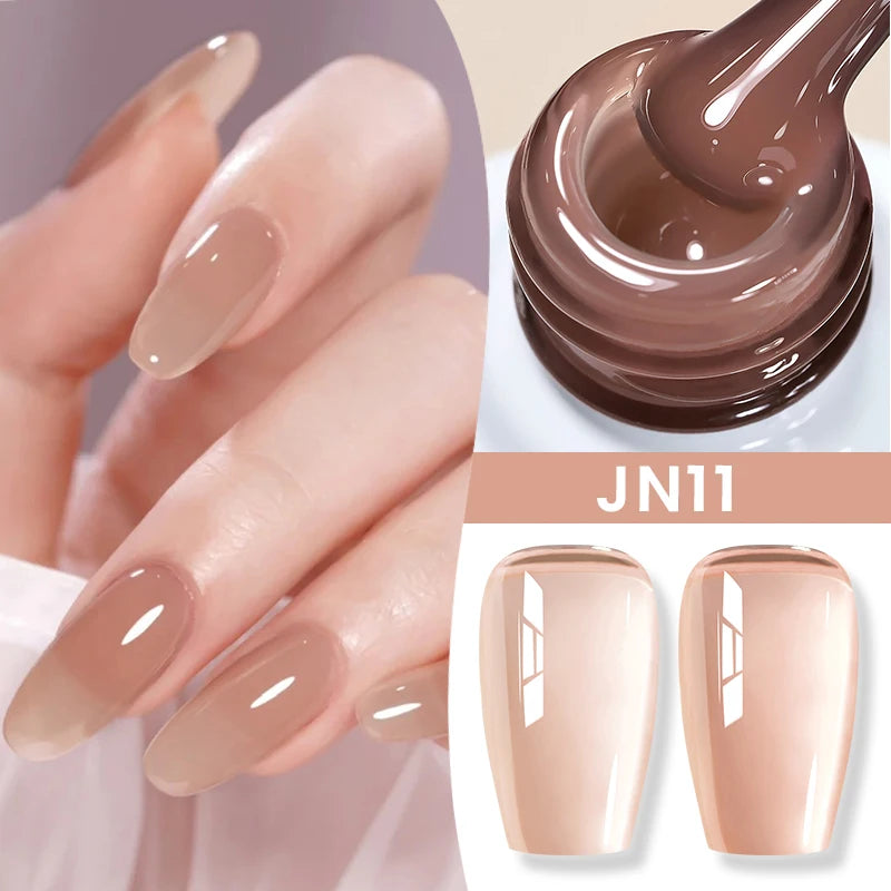 BORN PRETTY Jelly Nude Gel Nail Polish 10ml Light Pink Peach Translucent Color UV Light Cure Gel Varnish Nail Art DIY at Home