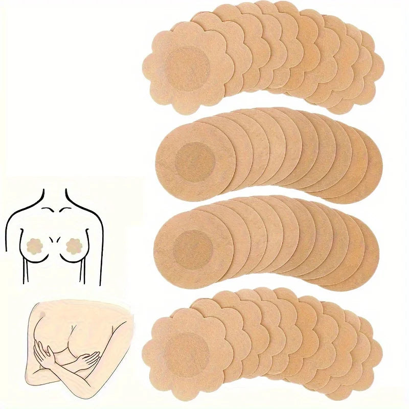 100pcs Invisible Strapless Self-Adhesive Nipple Patches - Disposable Invisible Nipple Patches, Summer Underwear Accessories Skin