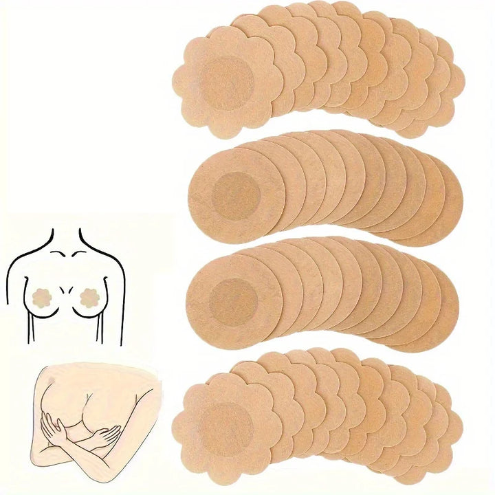 100pcs Invisible Strapless Self-Adhesive Nipple Patches - Disposable Invisible Nipple Patches, Summer Underwear Accessories Skin