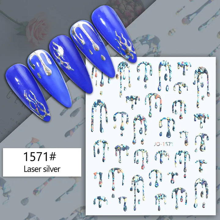 Nail Art Stickers Water Decals Eyes Stripe Nail Art Decorations for Manicure Accessories Press on Nails Foil Stickers and Decals