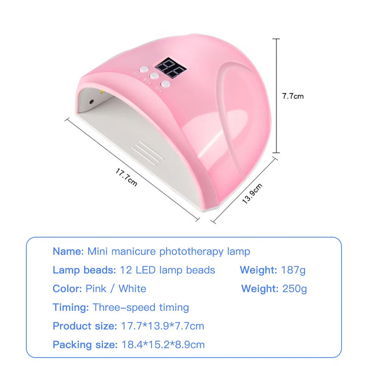 Usb Nail Phototherapy Machine 12 UV LED Light Curing 36W Infrared Sensor Nail Lamp Gel Polish Art Dryer Nail Art Manicure Tools