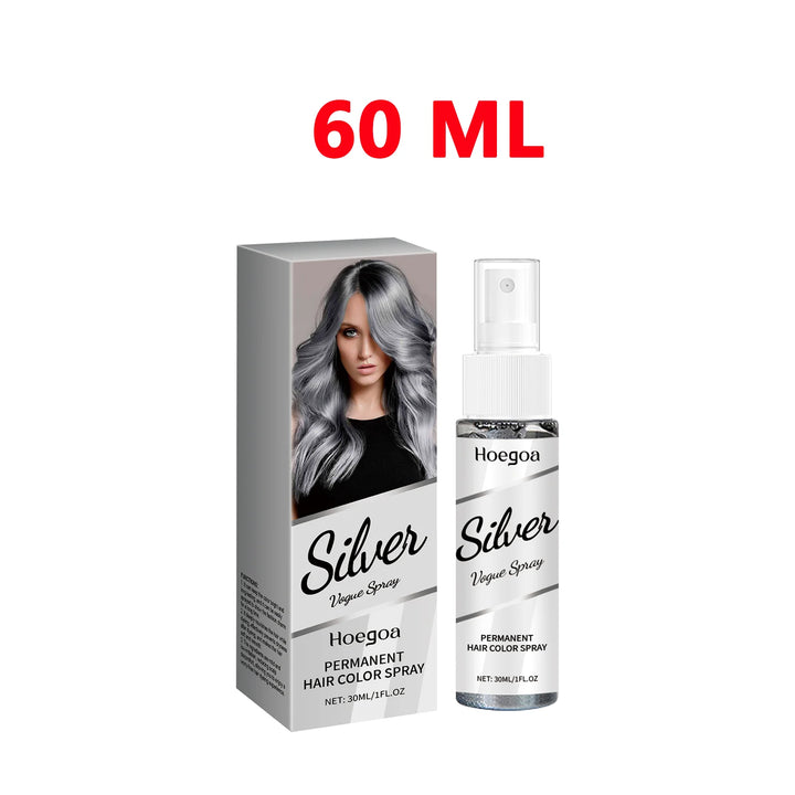 Silver Grey Temporary Hair Color Spray for Covering Grey Hair Instantly Non-Damaging Nourishing Formula Fashion Look Men Women
