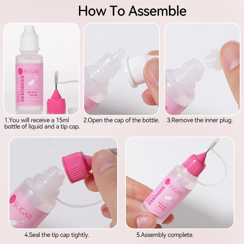 UR SUGAR 15ml Remover For Solid Tips Gel False Nail Tips Solid Adhesives Gel Remover Press On Nails Gel Fake Tips Remover Tools