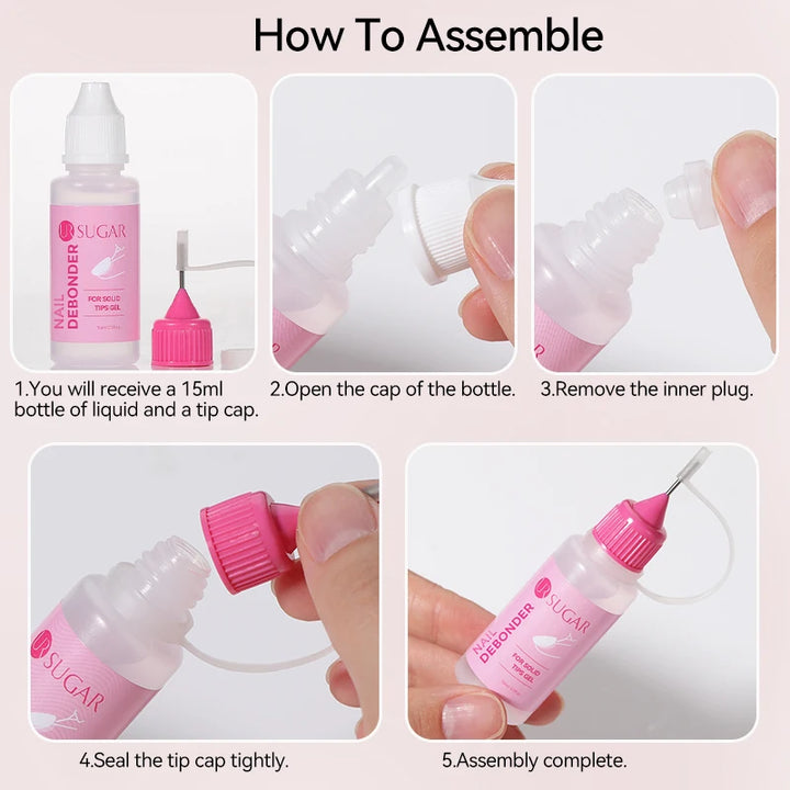 UR SUGAR 15ml Remover For Solid Tips Gel False Nail Tips Solid Adhesives Gel Remover Press On Nails Gel Fake Tips Remover Tools