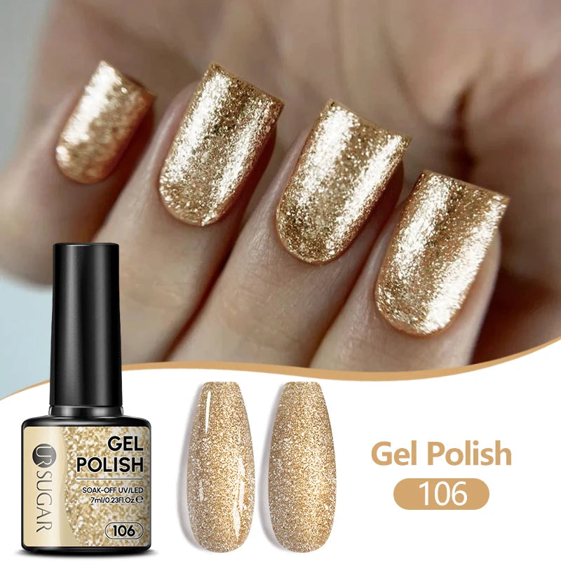 UR SUGAR 7/7.5ml Nude Glitter Color Nail Gel Polish Semi-permanent Varnish Soak Off Nail Art Base Top Coat UV LED Gel Manicure