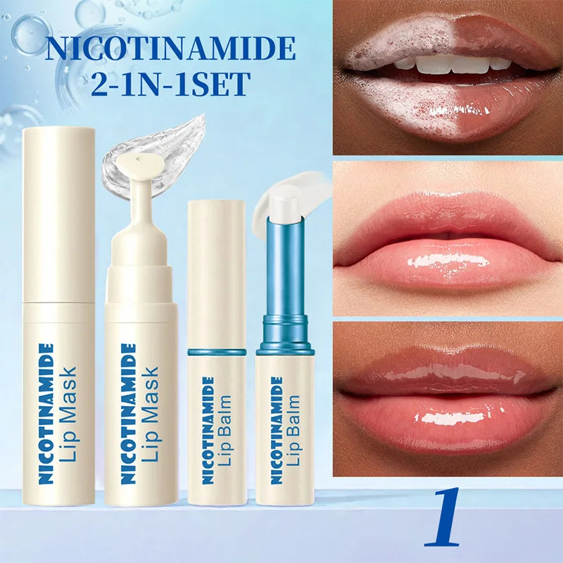 Dk'De Lip Balm+Lip Mask 2in1 Set |   Moisturizing, Soothing, and Long-Lasting Hydration |   3 Colors Available for Selection |   Night Repair Lip Wrinkle Reduction |   Daytime Lip Care to Prevent Chapped Lips