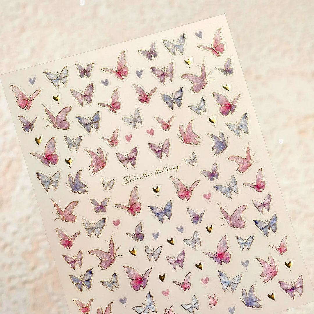 5D Butterfly Nail Stickers Sparkling Jelly Butterfly Nail Art Sticker Decorations Decals DIY Self Adhesive Slider Manicure Parts