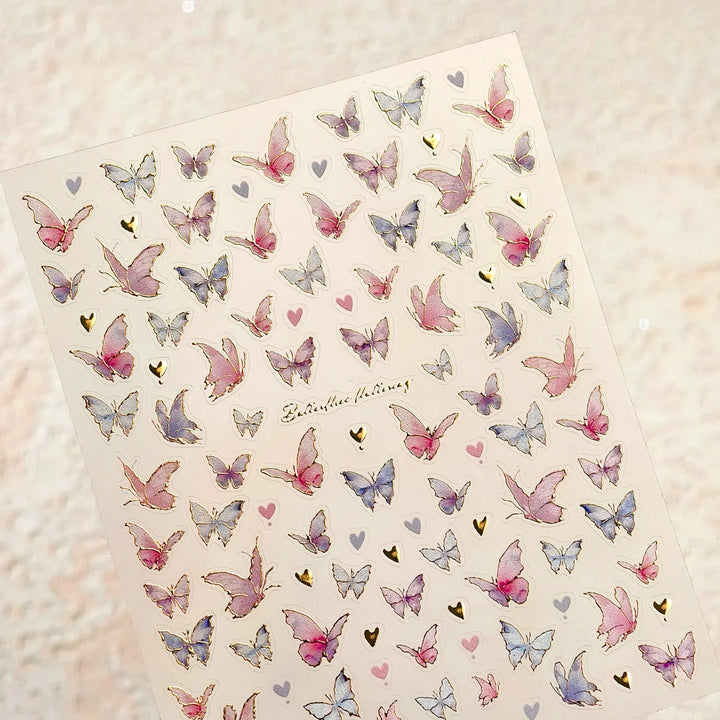 5D Butterfly Nail Stickers Sparkling Jelly Butterfly Nail Art Sticker Decorations Decals DIY Self Adhesive Slider Manicure Parts
