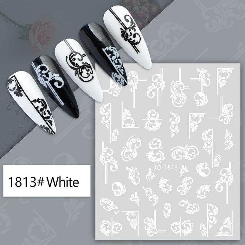 Nail Art Stickers Woman Girl Sexy Sticker Body Press on Nail Slider Black White Decal Decoration Nail Design Accessories Wraps