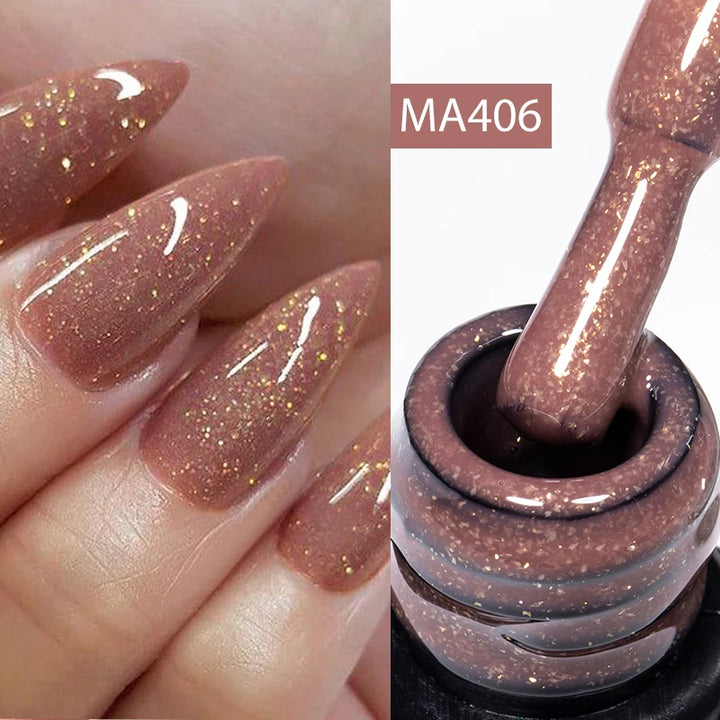 MEET ACROSS 7ml Jelly Nude Shimmer Rubber Base Gel Glitter Pink Purple UV/LED Nail Art Vernis Gel Polish for Manicure Nails DIY